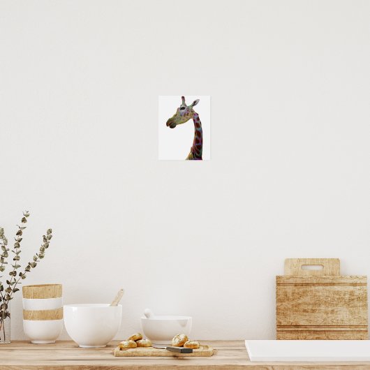 Fun funky colorful Giraffe   ポスター (キッチン)