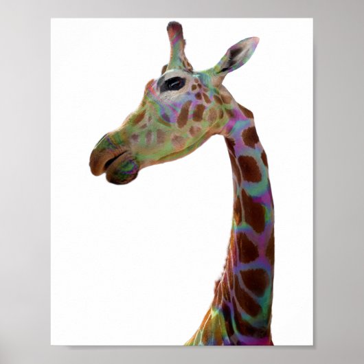 Fun funky colorful Giraffe ポスター (正面)
