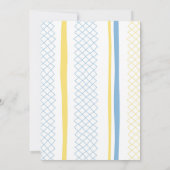 Fun Geometric Yellow & Blue Baby Shower Invitation 招待状 (裏面)