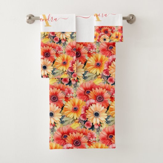 Fun Gerbera Daisies Floral Towel Set バスタオルセット (インサイチュ)