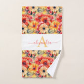 Fun Gerbera Daisies Floral Towel Set バスタオルセット (ハンドタオル)