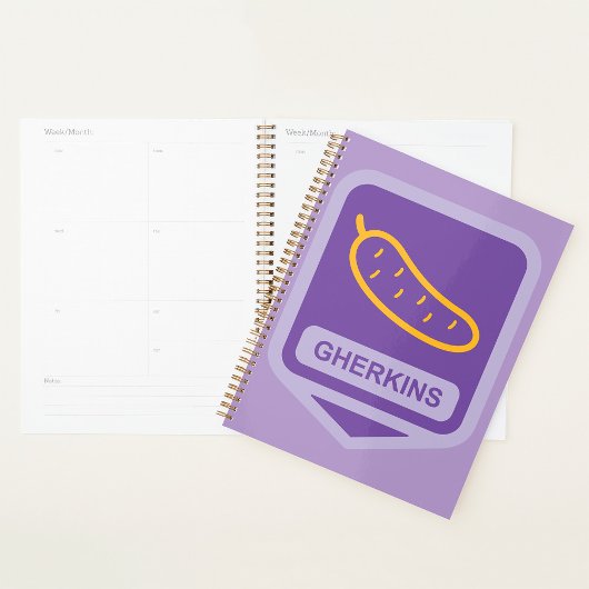 Fun Gherkin Pickle Icon Purple and Yellow プランナー手帳