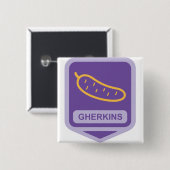 Fun Gherkin Pickle Icon Purple and Yellow 缶バッジ (正面&裏面)