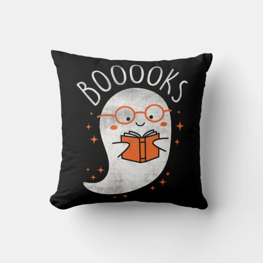 Fun Ghost Book Reading Halloween Cute Teacher Top クッション (正面)