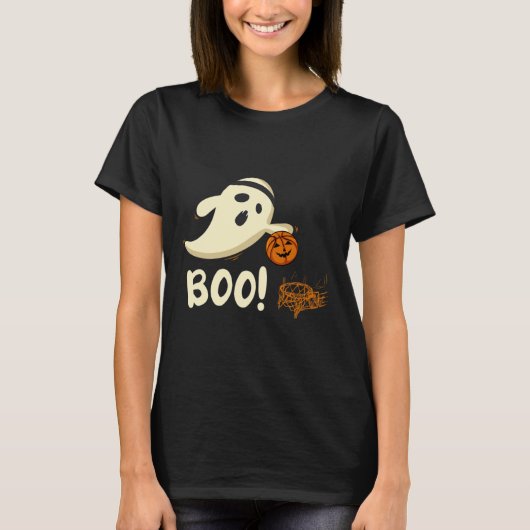 Fun Ghost Player Boo Bysketbyll Halloween Costume Tシャツ (正面)