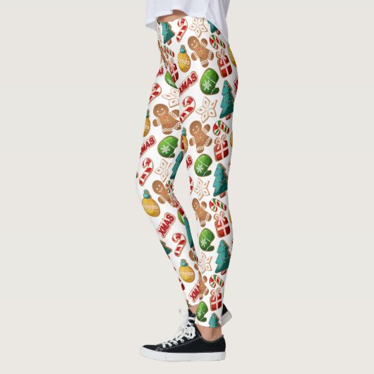 Fun Gingerbread Cookies Christmas Pattern レギンス (左)
