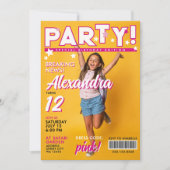 Fun Glam Colorful Pink Girl 12th Celebrity Party  招待状 (正面)
