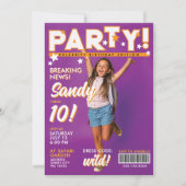 Fun Glam Colorful Pink Girl 12th Celebrity Party 招待状 (正面)