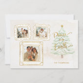Fun Gold Doodle Frame Peace on Earth 3-Photo シーズンカード (正面)