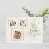 Fun Gold Doodle Frame Peace on Earth 3-Photo シーズンカード (スタンド正面)