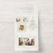 Fun Gold Doodle Frame Peace on Earth 3-Photo Foil オールインワン招待状 (内側)