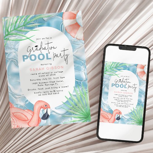 Fun Graduation Pool Party Invitation 招待状