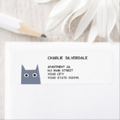 Fun Gray Cat Return Address ラベル (インサイチュ)