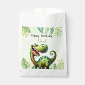 Fun green Dinosaur Childs Birthday フェイバーバッグ (正面)