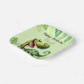 Fun green Dinosaur Childs Birthday ペーパープレート (傾斜あり)