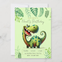 Fun green Dinosaur Childs Birthday
