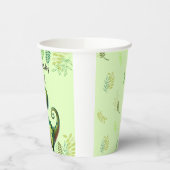 Fun green Dinosaur Childs Birthday 紙コップ (左)