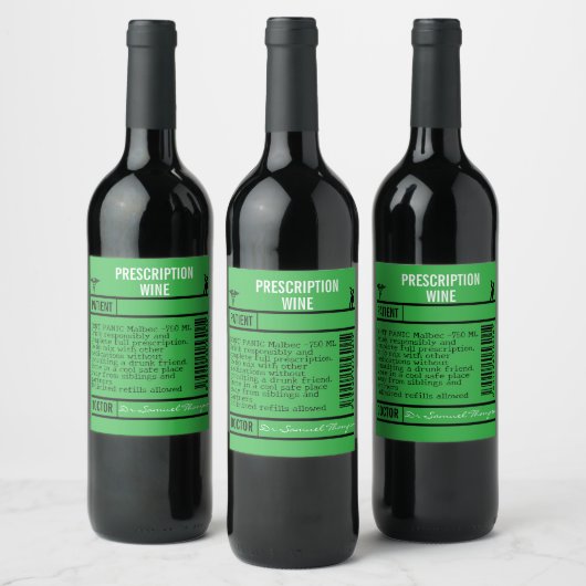 FUN GREEN  editable Wine Labels for WINE ワインラベル (ボトル)