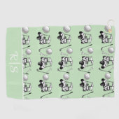 Fun Green Golf Balls Cute Cart Custom Monogram ゴルフタオル (横)