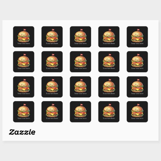Fun grilled hamburger customizable スクエアシール (シート)