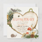 Fun Guy Wood Slice Mushroom Boy Baby Shower 招待状 (正面)