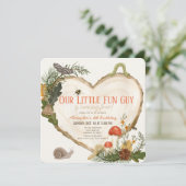 Fun Guy Wood Slice Mushroom Boy Photo Birthday 招待状 (スタンド正面)