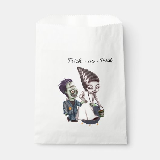 Fun Halloween Favor Bag with Ghostly Bride & Groom フェイバーバッグ (正面)