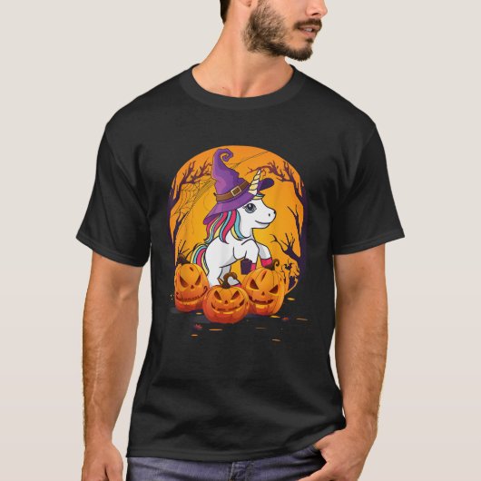 Fun Halloween Girls Kids Witchy Unicorn Halloween Tシャツ (正面)
