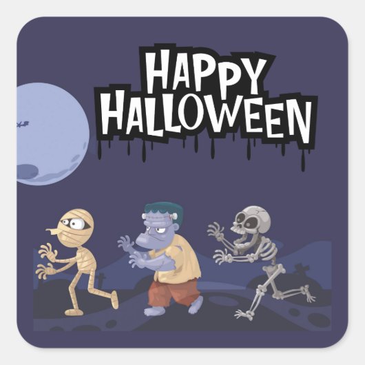 Fun Halloween Goblins Trick-or-Treat Sticker スクエアシール (正面)