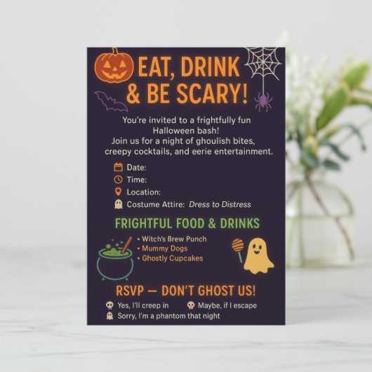 Fun Halloween Party Invite  招待状 (スタンド正面)