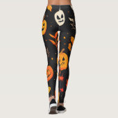 Fun Halloween Pumpkin and Leaves Print レギンス (裏面)