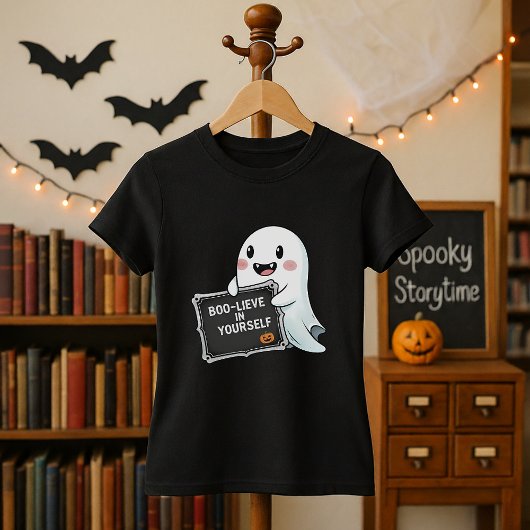 Fun Halloween Teacher BOO-LIEVE in Yourself Ghost Tシャツ