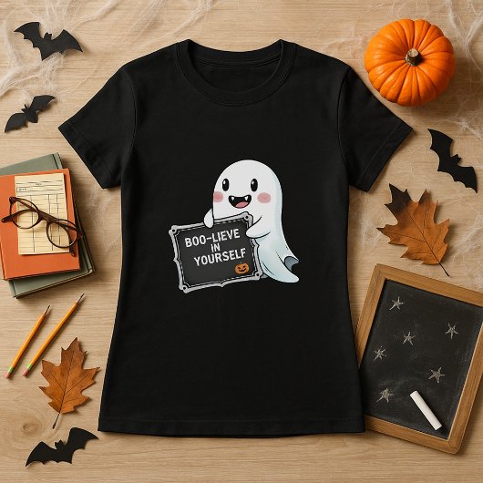 Fun Halloween Teacher BOO-LIEVE in Yourself Ghost  Tシャツ