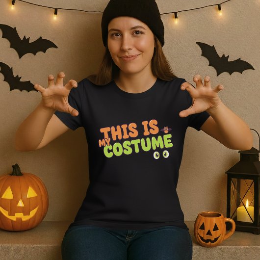 Fun Halloween Tee; This Is My Costume Quote & Bat Tシャツ
