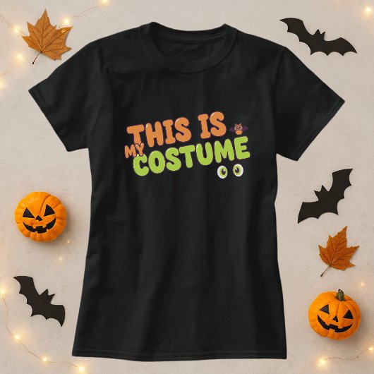Fun Halloween Tee; This Is My Costume Quote & Bat Tシャツ
