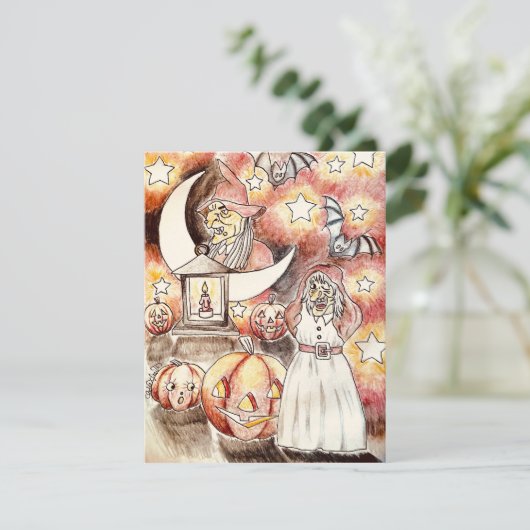 Fun Halloween witch art print シーズンカード (スタンド正面)