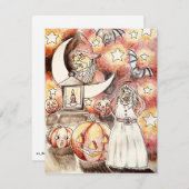 Fun Halloween witch art print シーズンカード (正面/裏面)