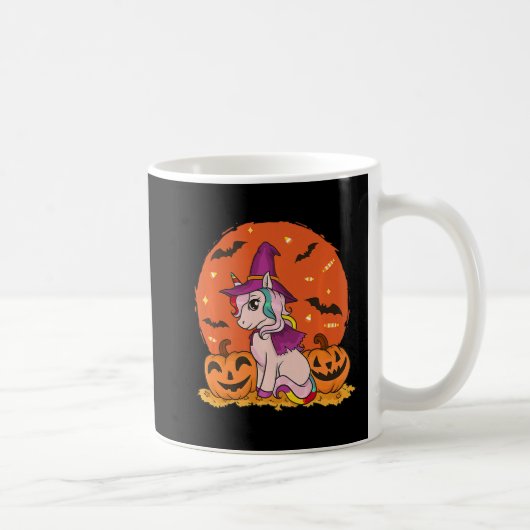 Fun Halloween Witchy Unicorn Cute Witch Pumpkin Fo コーヒーマグカップ (右)
