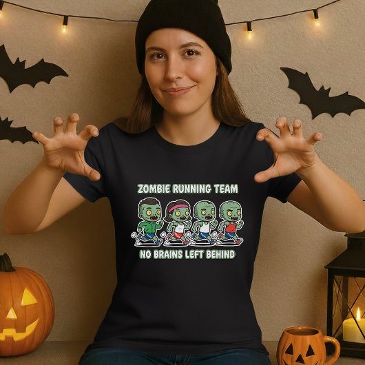 Fun Halloween Zombie Running Team For Brains  Tシャツ