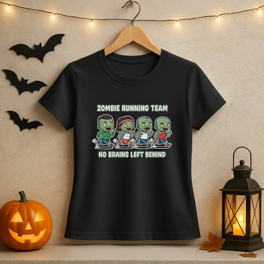 Fun Halloween Zombie Running Team For Brains  Tシャツ