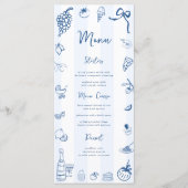 Fun Hand Drawn Blue Stripes Italian Menu メニュー (正面)