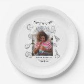 Fun Hand Drawn Doodles Arch Photo Graduate Party ペーパープレート (正面)