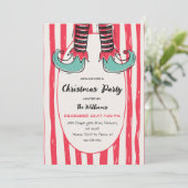 Fun Hand Drawn Elf Sock Christmas Party 招待状 (スタンド正面)