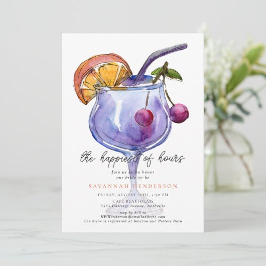 Fun Happiest Of Hours Bridal Shower Invitation 招待状 (スタンド正面)