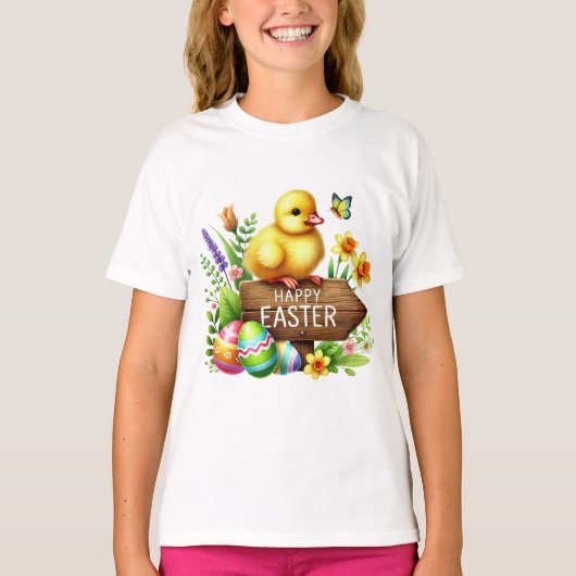 Fun Happy Easter chick Tシャツ (正面)