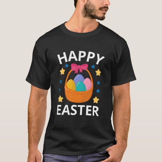 Fun Happy Easter Egg Basket Spring Men Women Boys  Tシャツ (正面)