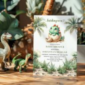 Fun Hatching Soon Dinosaur Baby Shower Template 招待状