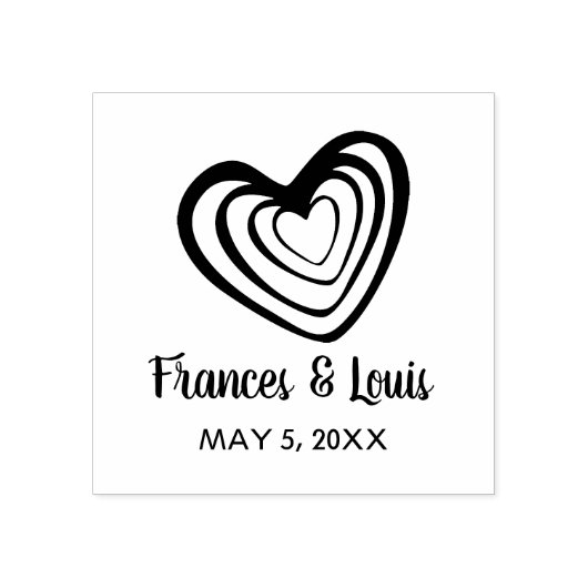 Fun Hearts Wedding Monogram ラバースタンプ (インプリント)