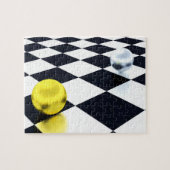 Fun Illusion Checkerboard Gold Silver Balls ジグソーパズル (横)