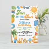 Fun In The Sun Summer Beach Birthday 招待状 (スタンド正面)